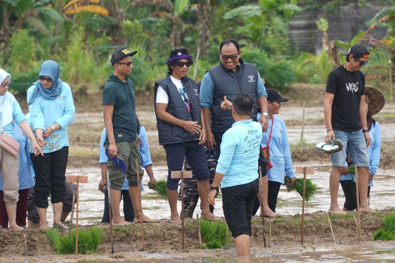 Gerakan Aksi Pemanfaatan Lingkungan, Pj. Bupati PPU Zainal Airifin Bersama Pj. Gub Kaltim dan Personil SLANK Tanam Padi Di Area Bekas Tambang.
